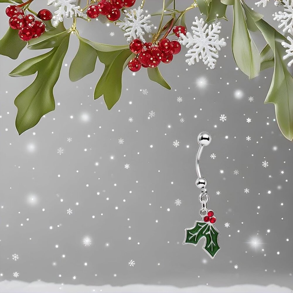 Dazzling Mistletoe Dangle Belly Button Ring - Cry… - image 3